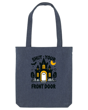 Shut your front door - cute yellow  ghost Midnight Blue
