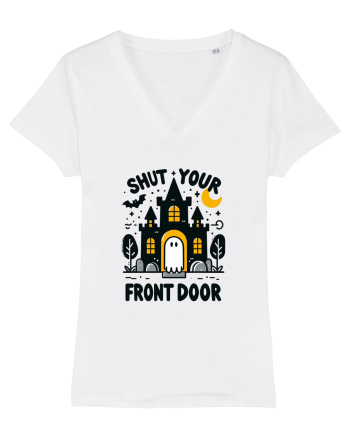 Shut your front door - cute yellow  ghost White