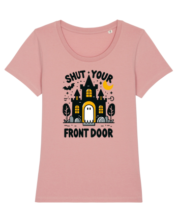 Shut your front door - cute yellow  ghost Canyon Pink