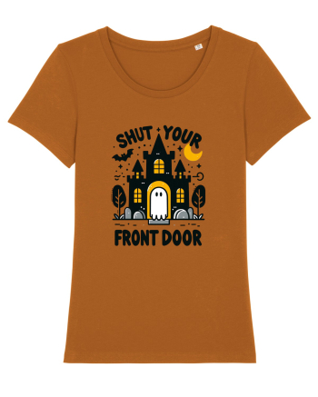 Shut your front door - cute yellow  ghost Roasted Orange