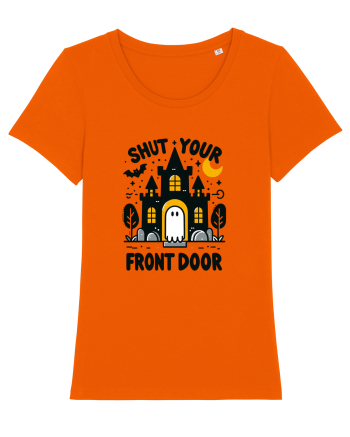 Shut your front door - cute yellow  ghost Bright Orange