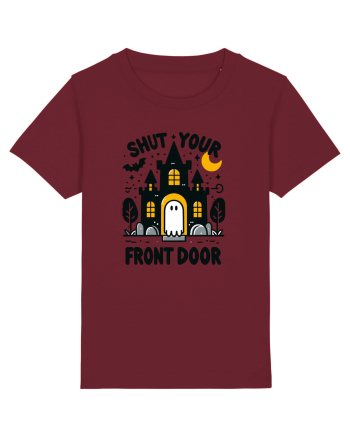 Shut your front door - cute yellow  ghost Burgundy