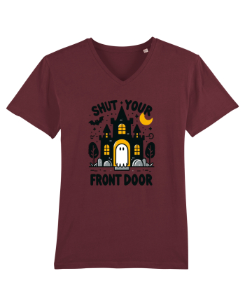 Shut your front door - cute yellow  ghost Burgundy