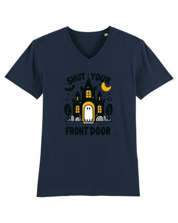 Shut your front door - cute yellow  ghost French Navy