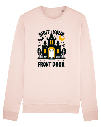 Shut your front door - cute yellow  ghost Candy Pink