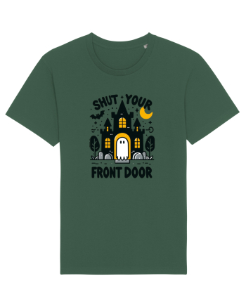 Shut your front door - cute yellow  ghost Bottle Green