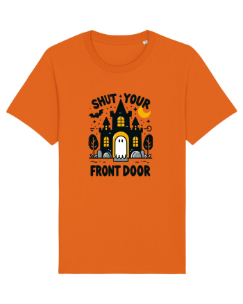 Shut your front door - cute yellow  ghost Bright Orange
