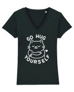 Go hug yourself - White cat style Tricou mânecă scurtă guler V Damă Evoker