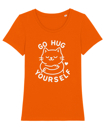 Go hug yourself - White cat style Bright Orange