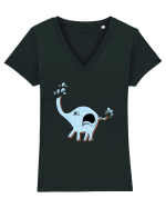 Pui de elefant Tricou mânecă scurtă guler V Damă Evoker