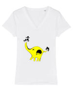 Pui de elefant Tricou mânecă scurtă guler V Damă Evoker