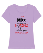Coffee into Nursing Tricou mânecă scurtă guler larg fitted Damă Expresser