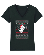 Funny Christmas T-rex Tricou mânecă scurtă guler V Damă Evoker