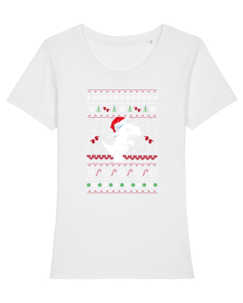 Funny Christmas T-rex White