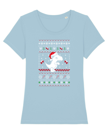 Funny Christmas T-rex Sky Blue