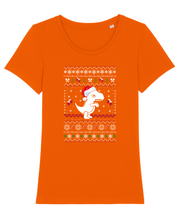 Funny Christmas T-rex Bright Orange