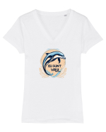 DELFIN  3 - SARIND DIN APA - EU SUNT VALUL Tricou mânecă scurtă guler V Damă Evoker