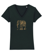 ELEFANT 1 - STIL TATUAJ HENNA  Tricou mânecă scurtă guler V Damă Evoker