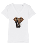 ELEFANT 2 - AFRICAN  -  TRIBAL Tricou mânecă scurtă guler V Damă Evoker