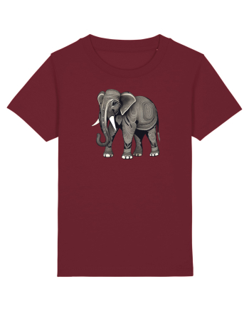 ELEFANT 3 -  INDIAN -  TRIBAL Burgundy