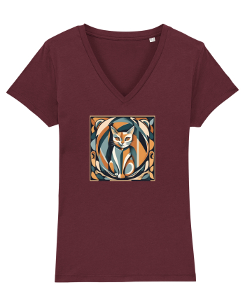 PISICA Arta Geometrica - Cubism 2 Burgundy