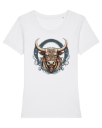 TAUR - SIMBOL PUTERE  arta ornamentala 1 Tricou mânecă scurtă guler larg fitted Damă Expresser