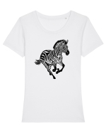 ZEBRA alergand  - monocrom - alb / negru Tricou mânecă scurtă guler larg fitted Damă Expresser