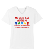 Autism Parent Tricou mânecă scurtă guler V Bărbat Presenter
