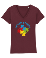 Autism Strong Tricou mânecă scurtă guler V Damă Evoker
