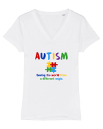 AUTISM   Tricou mânecă scurtă guler V Damă Evoker