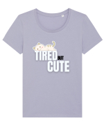 Tired but cute  Tricou mânecă scurtă guler larg fitted Damă Expresser