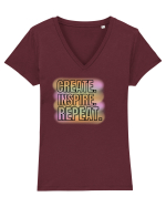 Create.Inspire.Repeat Tricou mânecă scurtă guler V Damă Evoker