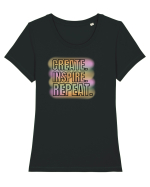 Create.Inspire.Repeat Tricou mânecă scurtă guler larg fitted Damă Expresser
