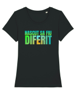 Nascut sa fiu diferit  Tricou mânecă scurtă guler larg fitted Damă Expresser