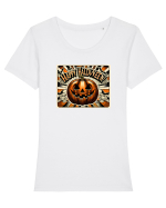 HAPPY HALLOWEEN - DOVLEAC & LUNA & LILIECI Tricou mânecă scurtă guler larg fitted Damă Expresser
