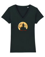 DRACULA`S CASTLE Tricou mânecă scurtă guler V Damă Evoker
