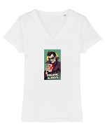 DRACULA   - ORGANIC ALWAYS Tricou mânecă scurtă guler V Damă Evoker