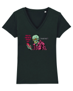 WHAT VEGETARIAN ZOMBIES EAT? GRRAAAIIINSSS! Tricou mânecă scurtă guler V Damă Evoker