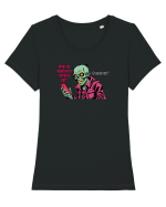 WHAT VEGETARIAN ZOMBIES EAT? GRRAAAIIINSSS! Tricou mânecă scurtă guler larg fitted Damă Expresser