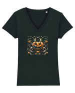 HALLOWEEN - PISICA - LILIAC - CRANII DIA DE LOS MUERTOS STYLE Tricou mânecă scurtă guler V Damă Evoker