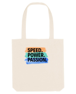 Speed. Power.  Passion.  Sacoșă textilă