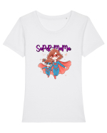 Super-mama Tricou mânecă scurtă guler larg fitted Damă Expresser