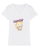 Kity-cat Tricou mânecă scurtă guler V Damă Evoker