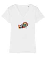 Retro vibse Tricou mânecă scurtă guler V Damă Evoker