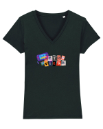 Retro vibse Tricou mânecă scurtă guler V Damă Evoker