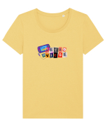 Retro vibse Tricou mânecă scurtă guler larg fitted Damă Expresser