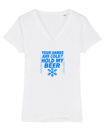YOUR HANDS ARE COLD? HOLD MY BEER Tricou mânecă scurtă guler V Damă Evoker