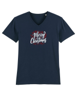 MERRY CHRISTMAS! - text elegant cu crengute de brad Tricou mânecă scurtă guler V Bărbat Presenter