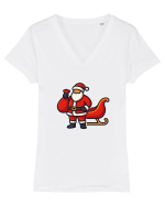 MOS CRACIUN EXISTA Tricou mânecă scurtă guler V Damă Evoker