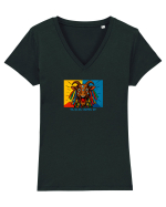 TA, TA, TA, Caprita, Ta! - Capra  - COLINDE TRADITIONALE DE ANUL NOU Tricou mânecă scurtă guler V Damă Evoker